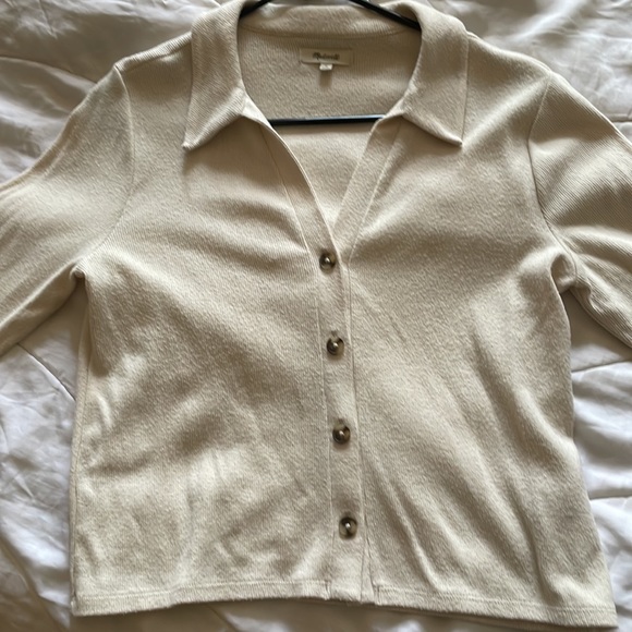 Madewell Brushed Ribbed Polo Crop Cardigan - Picture 3 of 7